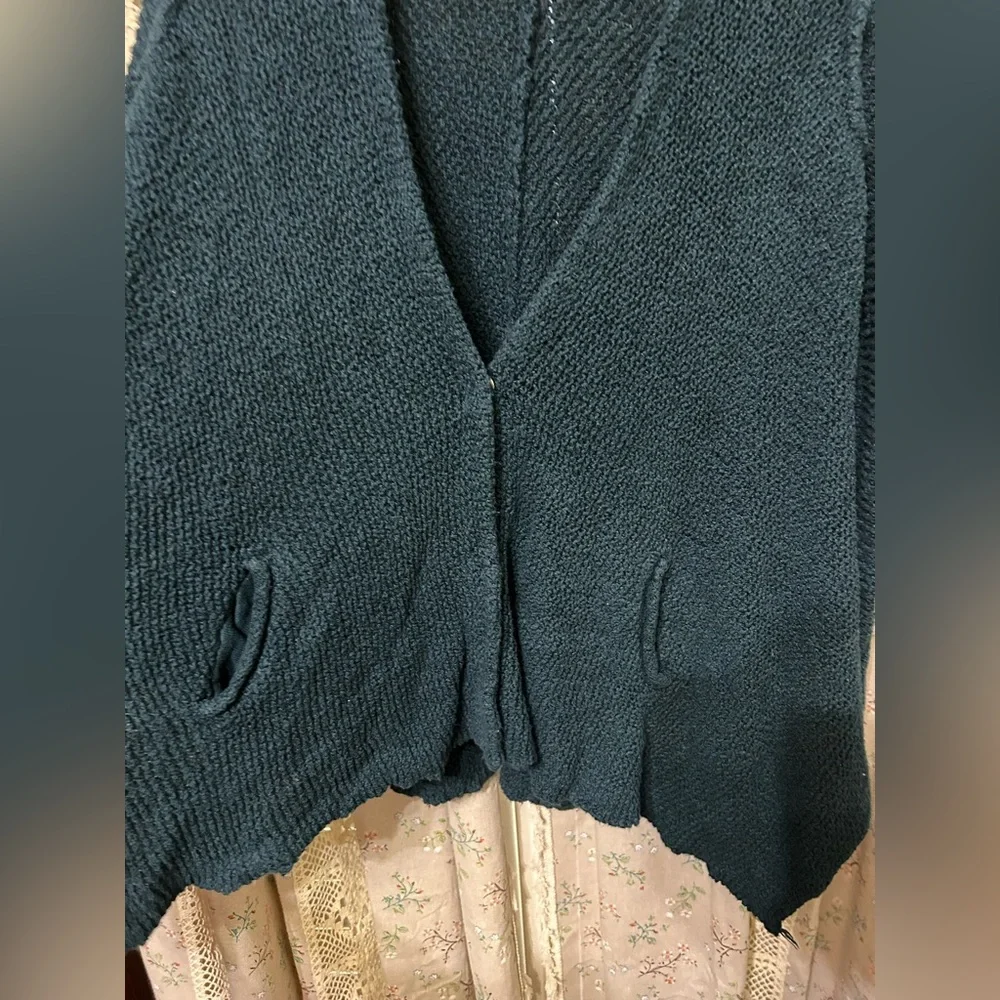 Free People Shark Hem Open Knit Cardigan With Pockets Oversized Size XS‎